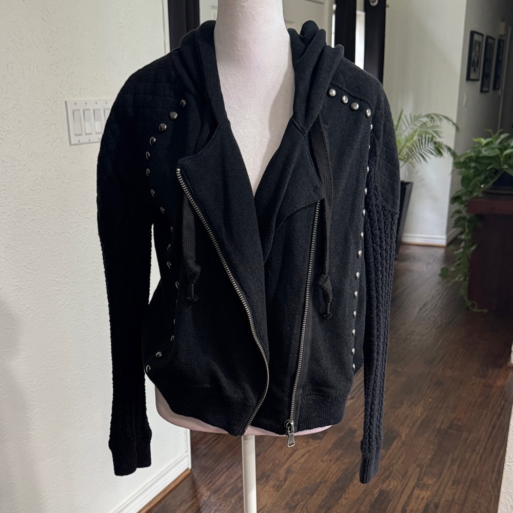 Free People Black Studded Moto Jacket
